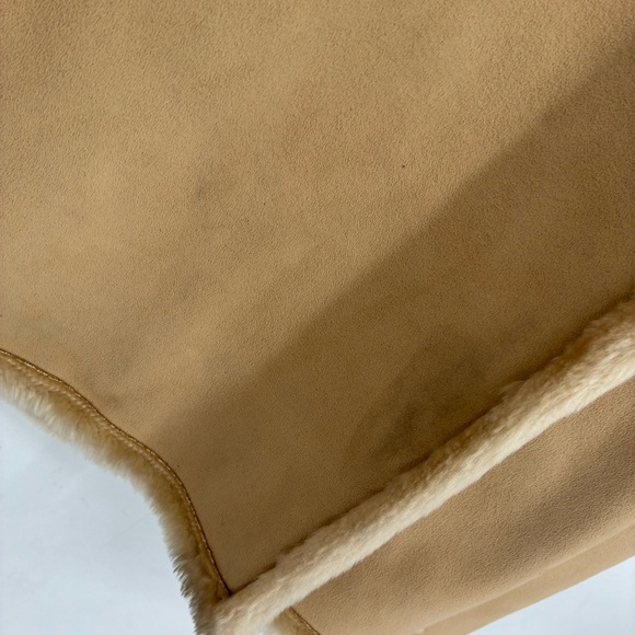 Vintage 90s Y2K Faux Fur Long Line Brown Trend Coat Button Up Teddy Brown Warm - Picture 9 of 15